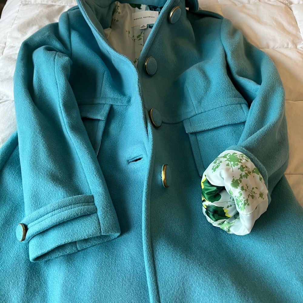 Banana Republic Teal Wool Coat - Picture 7 of 9